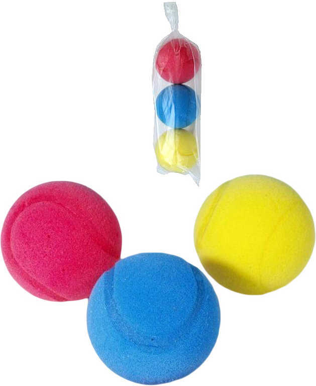 Loptička farebný penový na soft tenis 7cm set 3 ks v sáčku