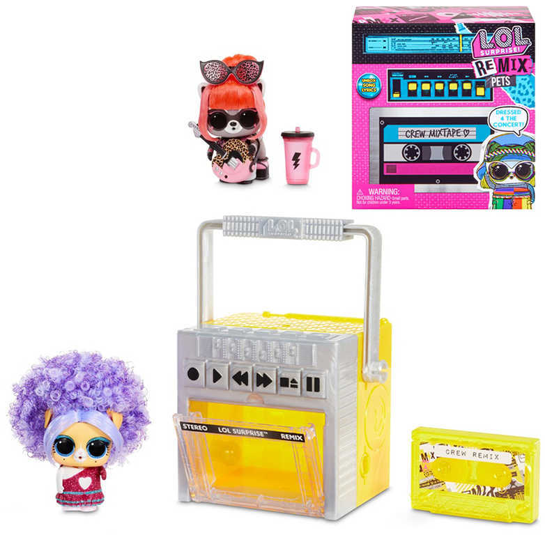 LOL Surprise remixy Pets set kazeťák sa zvieratkom na batérie Zvuk