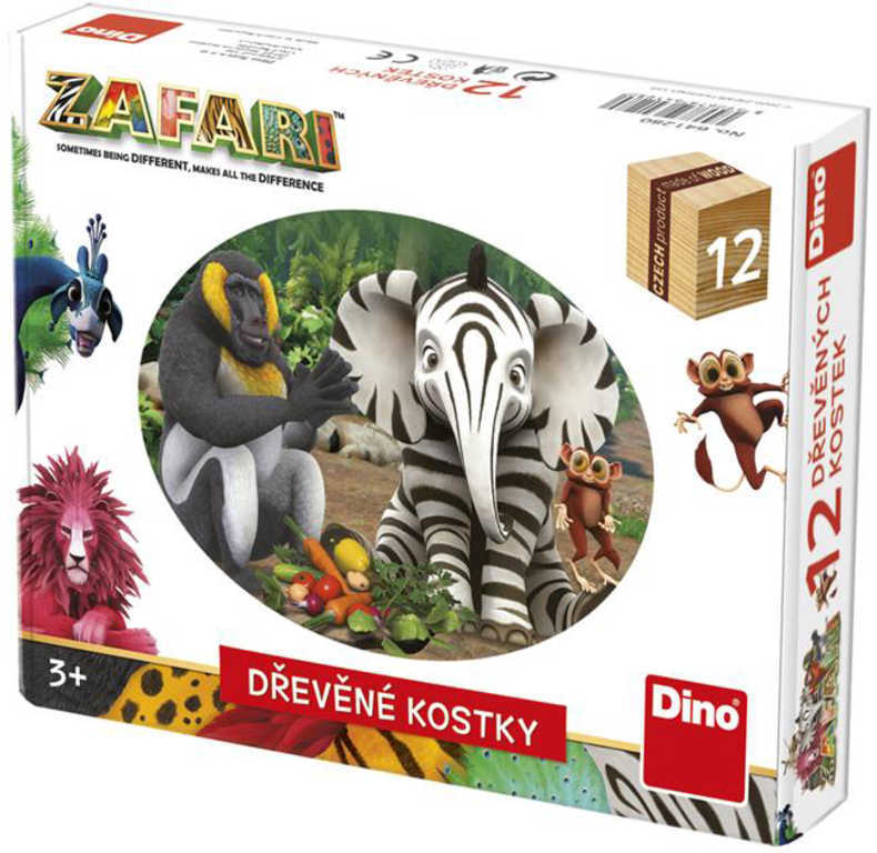 DINO DREVO Kubus Zafar set 12ks obrázkové kocky * DREVENÉ HRAČKY *