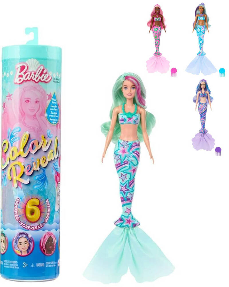 MATTEL BRB Bábika Barbie morská panna Color Reveal 6 prekvapenie