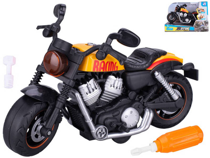 Motorka závodný skrutkovací motocykel na zotrvačník montážny set s nástrojmi