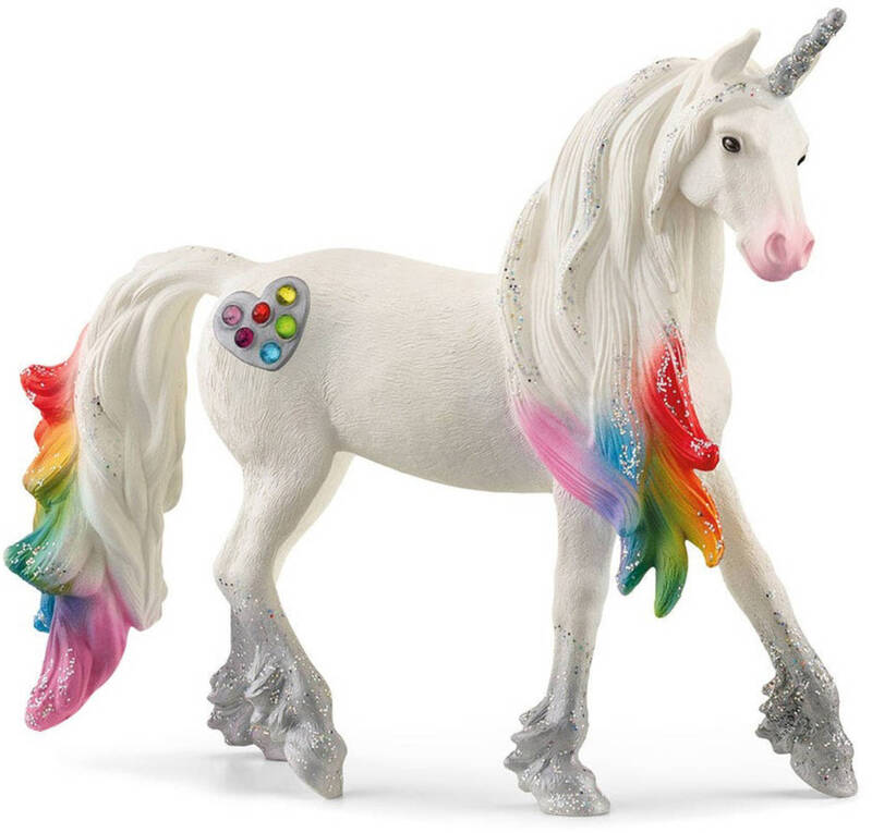 SCHLEICH Koník Bayala jednorožec žrebec srdiečkový dúhový figúrka ručne maľovaná