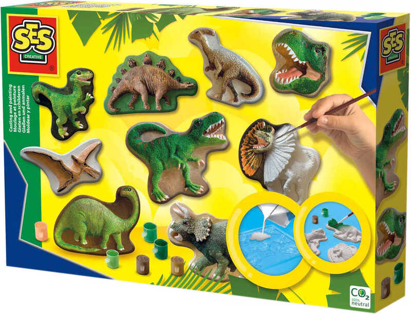 SES CREATIVE Odlievanie a maľovanie zo sadry set s formičkami dinosaury