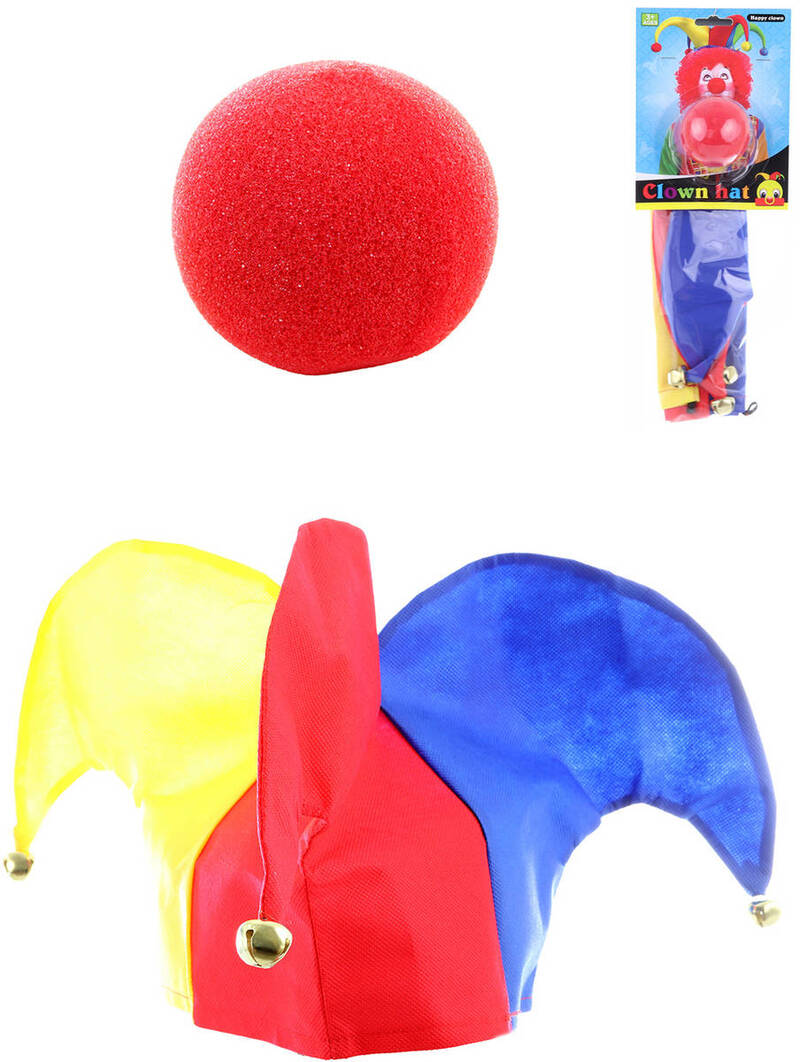 KARNEVAL Klaunov nos a čiapka s rolničkami *KARNEVALOVÝ DOPLNOK*
