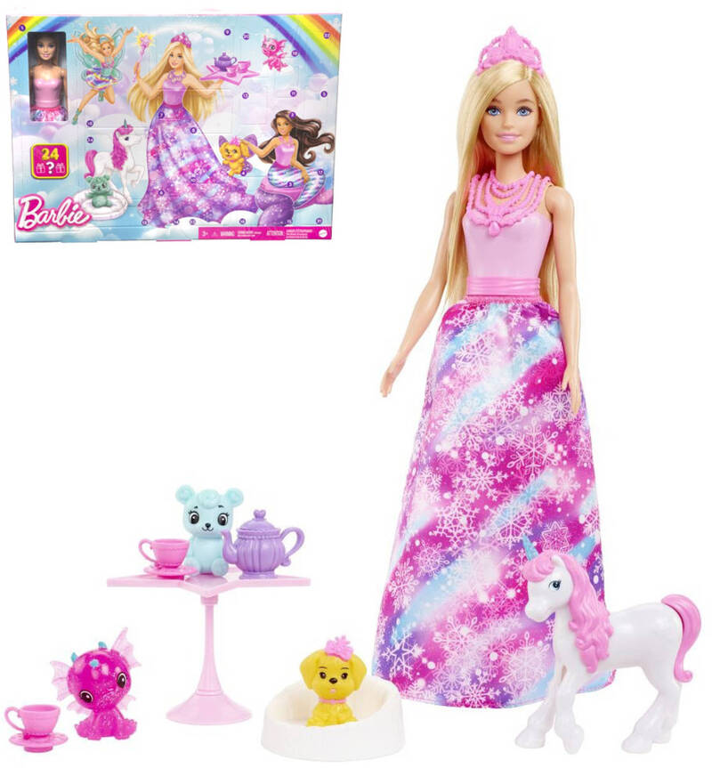 MATTEL BRB Adventný kalendár rozprávkový 2023 s bábikou Barbie
