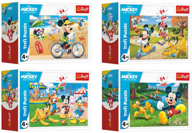 TREFL PUZZLE Mickey Mouse Deň s priateľmi mini 20x13cm 54 dielikov 4 druhy