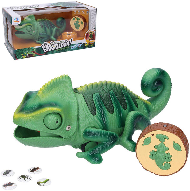 MAC TOYS RC Chameleon na vysielačku s vystreľovacím jazykom na batérie Svetlo