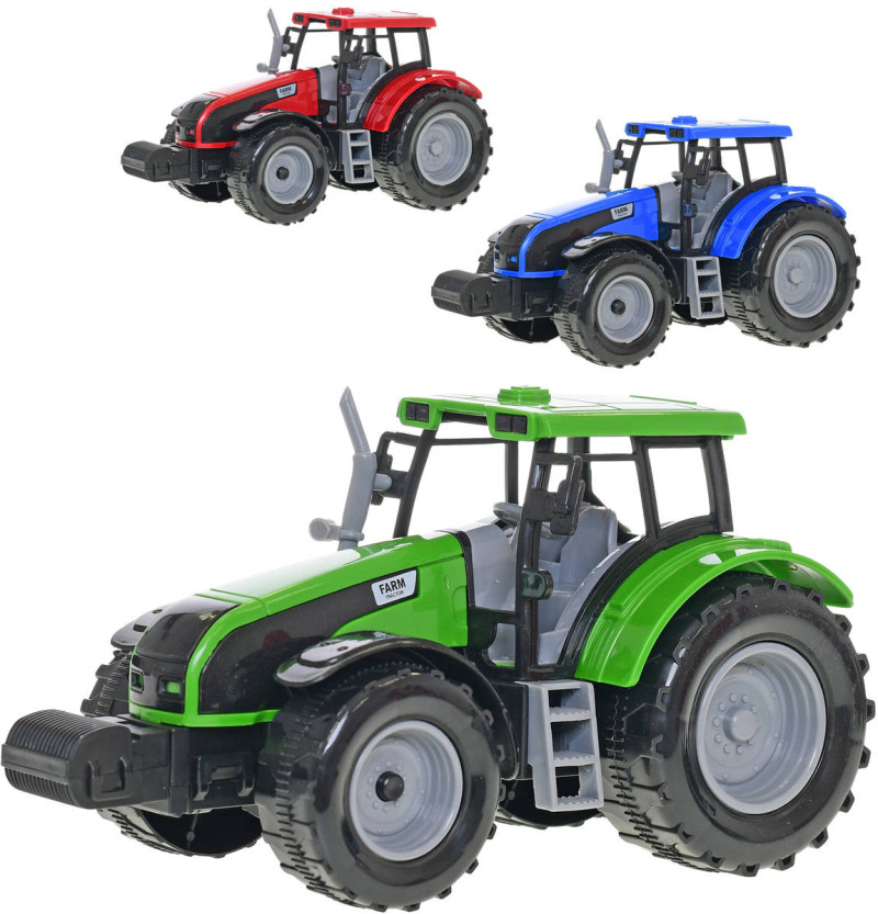Traktor plastový 20cm poľnohospodársky stroj na zotrvačník 3 farby