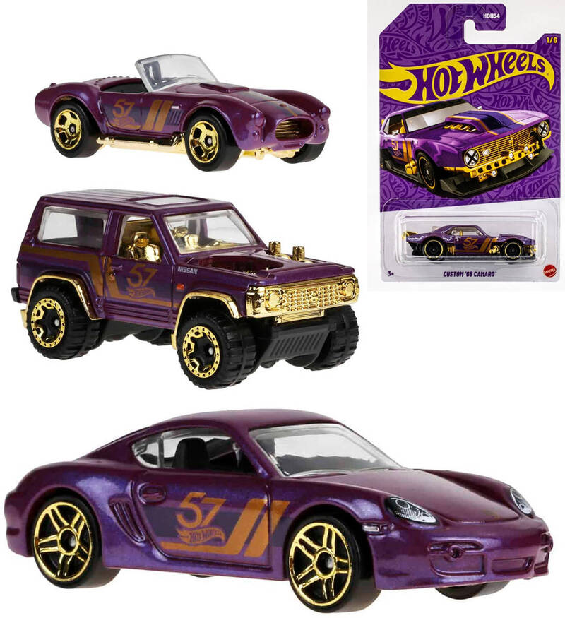 MATTEL HOT WHEELS Auto Purple and Gold Series 1:64 rôzne druhy kov