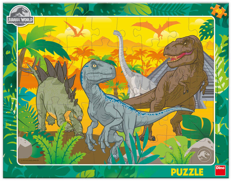 DINO Puzzle doskové 40 dielikov Jurský svet 32x24cm skladačka