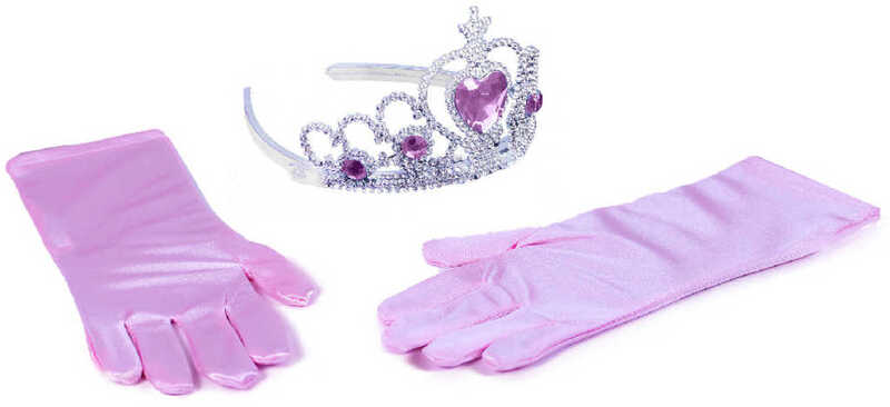 KARNEVAL Princezná set ružové rukavice + korunka *KARNEVALOVÝ DOPLNOK*