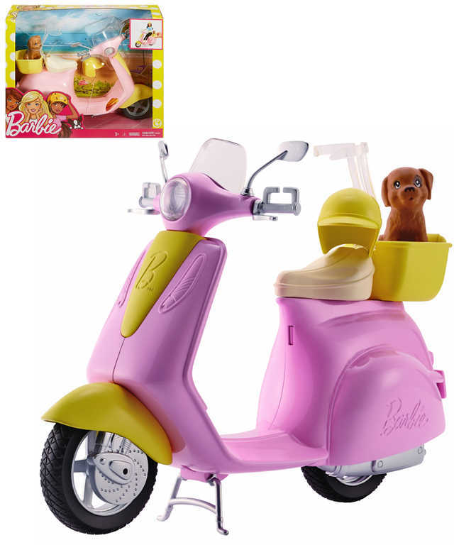MATTEL BRB Skúter pre bábiku Barbie set s helmou a psom v krabici