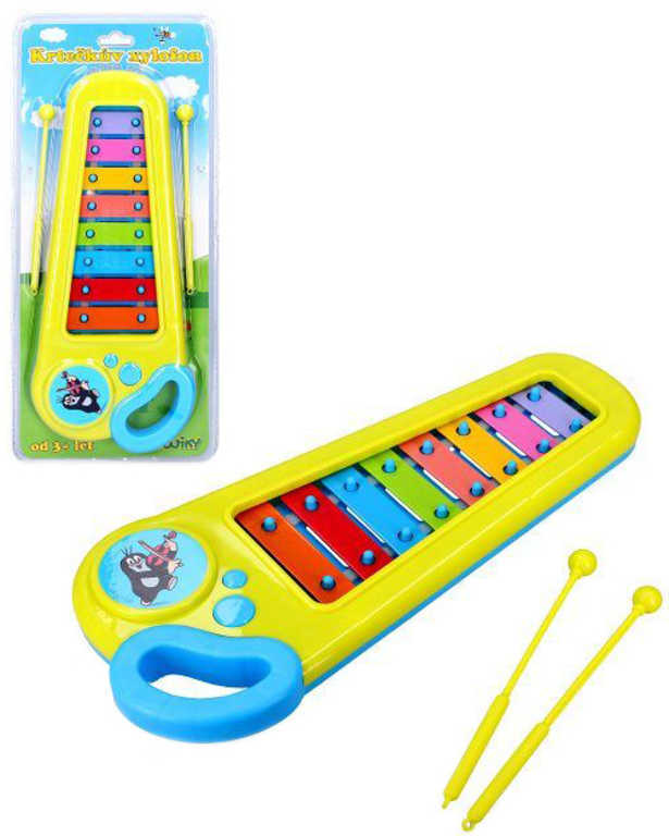 Xylofón detský farebný 34cm Krtko (Krtek) s 2 paličkami *HUDOBNÉ NÁSTROJE*