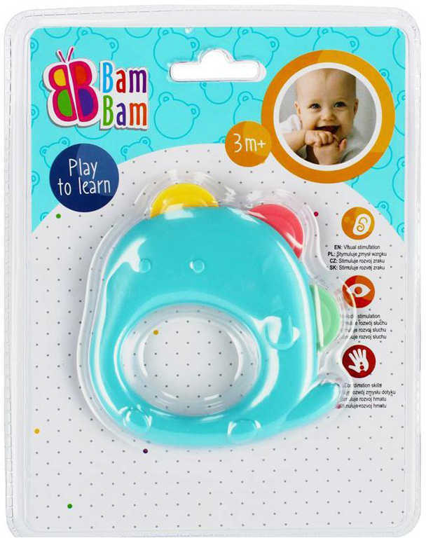 BAM BAM Baby hrkálka a hryzátko Slon plast pre bábätko