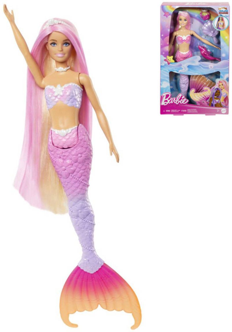 MATTEL BRB Bábika Baribie a dotyk kúzla Malibu morská panna mení farbu