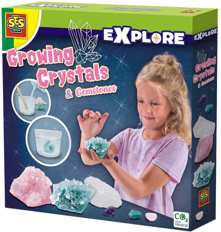 SES CREATIVE Rastúce kryštály a drahokamy experimentálny set v krabici