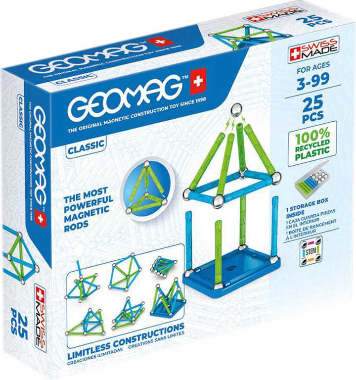 GEOMAG Classic modrá 25 dielikov Eko magnetická STAVEBNICA