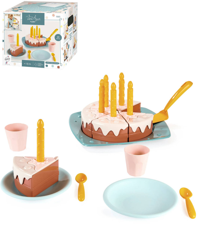 ECOIFFIER Narodeninovú tortu baby set detský riad + makety potravín plast