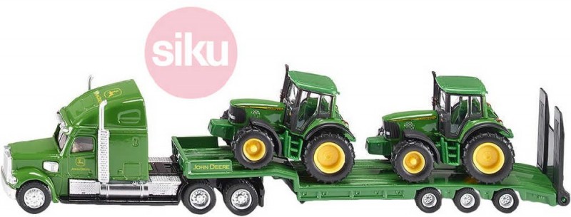 SIKU Farmer ťahač 1:87 set s podvalníkom a 2 traktory John Deere model 1837