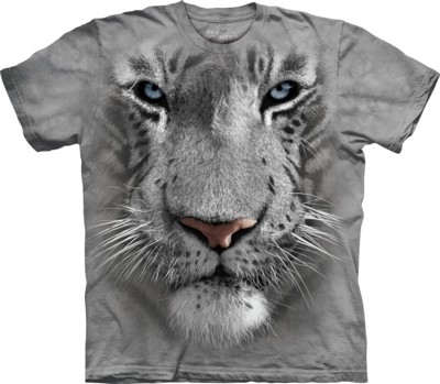 Pánske tričko s 3d potlačou - White Tiger Face