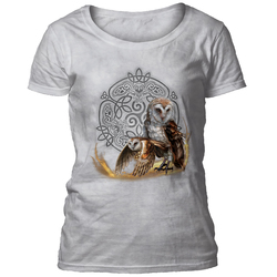 Nádherná trička s potiskem - Celtic Owl Magic White
