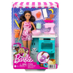 Bábika a kuchynský hrací set s mačičkou a doplnkami - Barbie