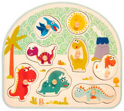 B-TOYS DREVO Baby puzzle dinosaury vkladacia na doske 8 dielikov * DREVENÉ HRAČKY *
