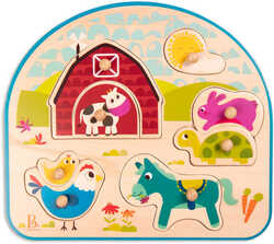 B-TOYS DREVO Baby puzzle farma vkladacia na doske 8 dielikov * DREVENÉ HRAČKY *