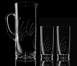 Krištáľový set džbánu a dvoch pohárov Flapper