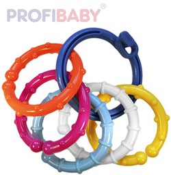 PROFIBABY Krúžok baby plastový s príveskami hrkálka v sáčku