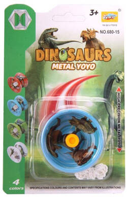 Hra jo-jo (yo-yo) kovové 6cm dinosaurus na karte 4 farby