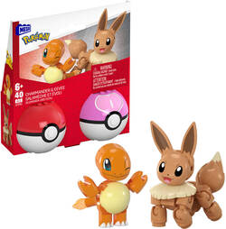 Pokémon Megablok set 2x Pokéball Eevee + Charmender stavebnice 40 dielikov