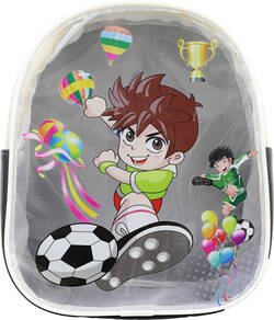 Batoh detský chlapčenský Futbalista 26x29x9cm transparentný plast/koženka