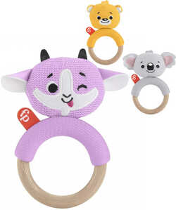 FISHER PRICE Baby hryzátko krúžok bavlnené zvieratko 3 druhy pre bábätko