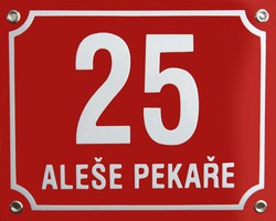 Smaltovaná ceduľa 200 x 160 mm - číslo a dodatkový text