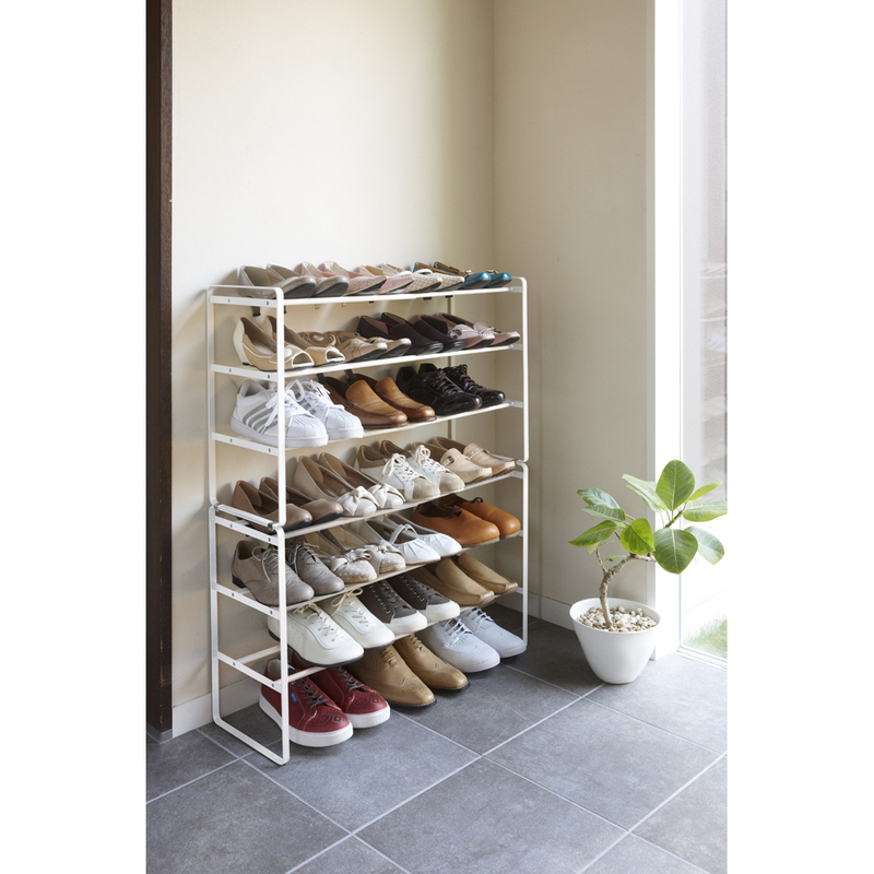 Stojan na topánky nastaviteľný Frame 7555, na 9-16 párov, biely