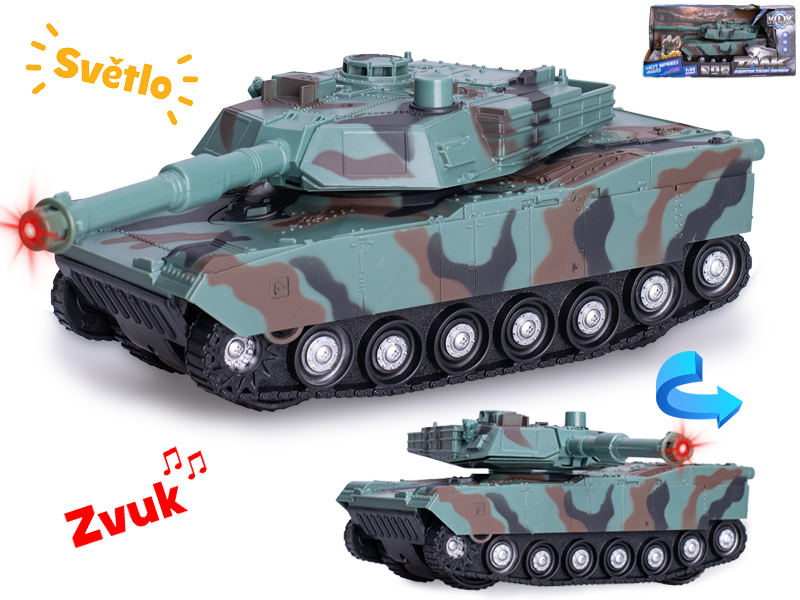 Tank 24cm 1:32 na batérie na zotrvačník so svetlom a zvukom v krabičke