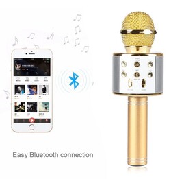 Bezdrôtový karaoke mikrofón WS-858 - Rose Gold